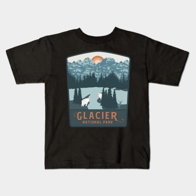 Glacier National Park Kids T-Shirt by Tonibhardwaj